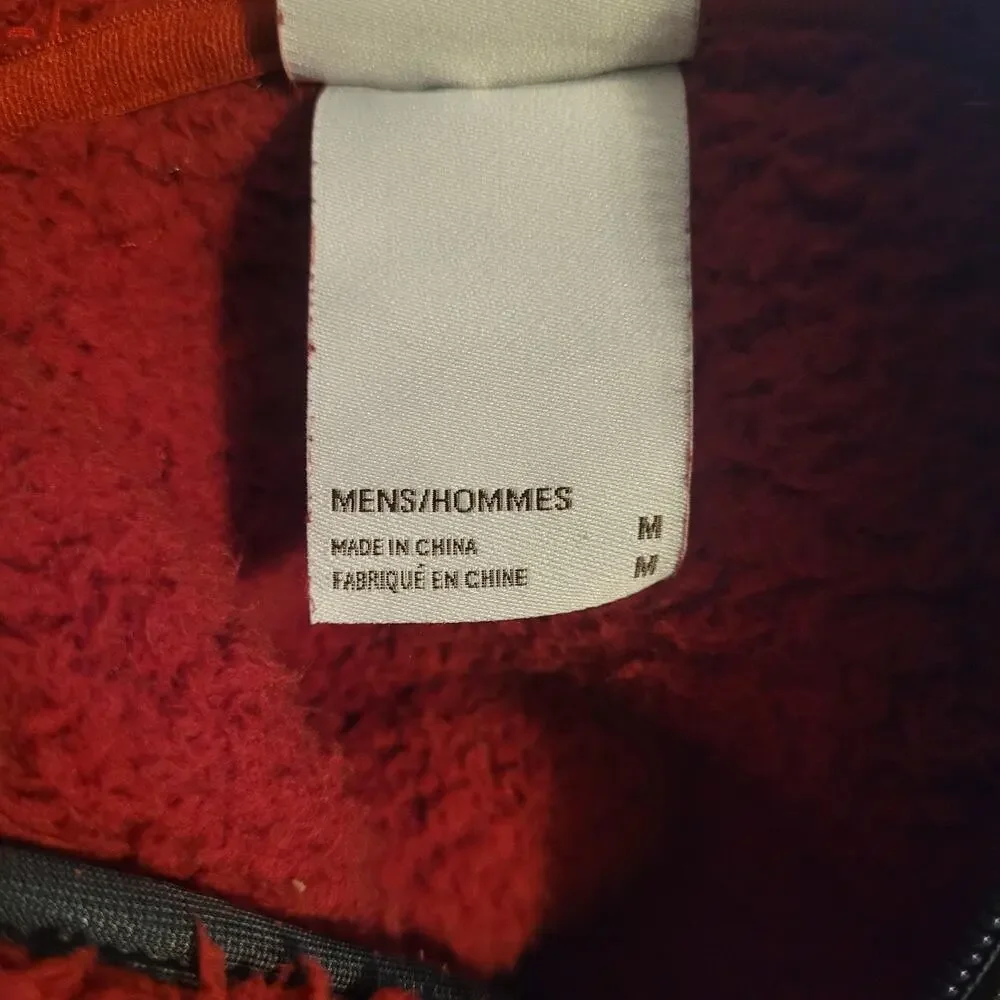 The North Face Jacket Medium Red Fleece Hooded Quarter Zip Anorak Campshire